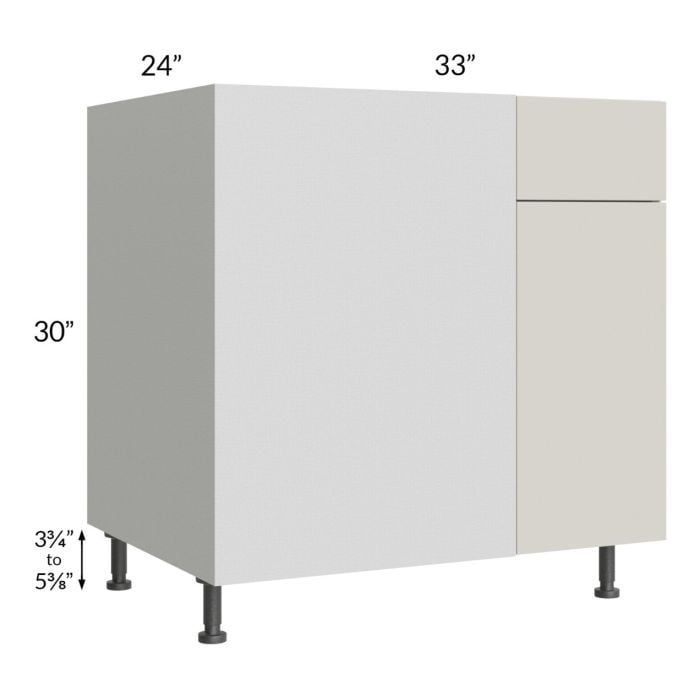 RTA Milan Beige Matte 39" - 42" Blind Base Corner Cabinet-Left-Hinged Door on Right with 1 Finished Side