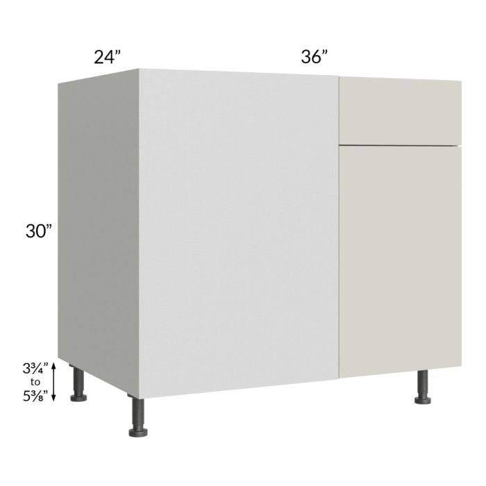 RTA Milan Beige Matte 42" - 45" Blind Base Corner Cabinet-Left-Hinged Door on Right