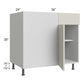 RTA Milan Beige Matte 42" - 45" Blind Base Corner Cabinet-Left-Hinged Door on Right with 1 Finished Side and Soft Close Blind Pull-Out Shelves