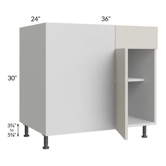 RTA Milan Beige Matte 42" - 45" Blind Base Corner Cabinet-Left-Hinged Door on Right with 2 Finished Sides and Soft Close Blind Pull-Out Shelves