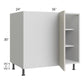 RTA Milan Beige Matte 42" - 45" Full Height Door Blind Base Corner Cabinet-Left-Hinged Door on Right with 1 Finished Side and Soft Close Blind Pull-Out Shelves