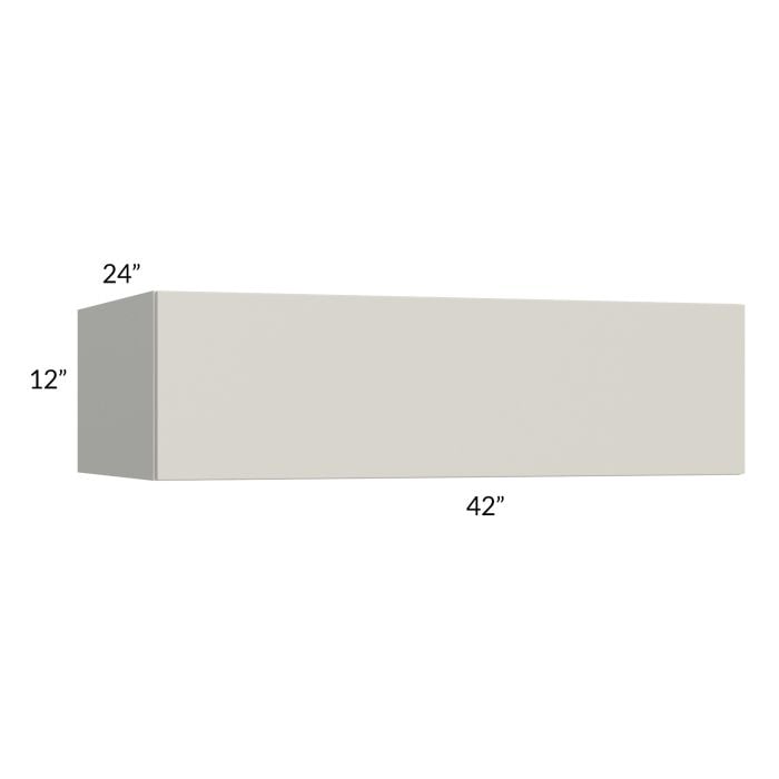 RTA Milan Beige Matte 42" x 12" x 24" Lift-Up Door Wall Cabinet with 2 Finished End Panels
