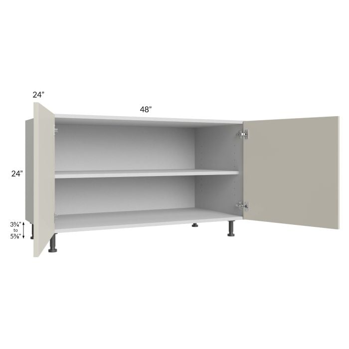 RTA Milan Beige Matte 48" 2-Door Range Top Base Cabinet with 2 Heat Shields