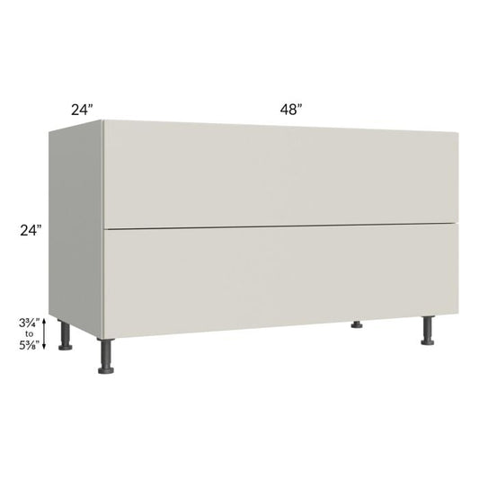RTA Milan Beige Matte 48" 2-Drawer Range Top Base Cabinet with 1 Heat Shield