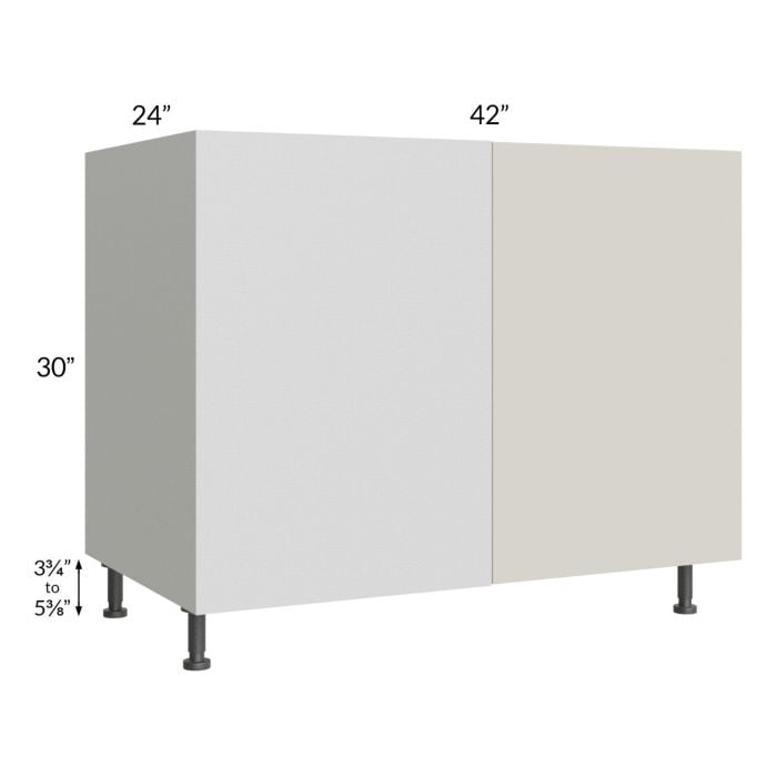 RTA Milan Beige Matte 48" - 51" Full Height Door Blind Base Corner Cabinet-Left-Hinged Door on Right with 1 Finished Side
