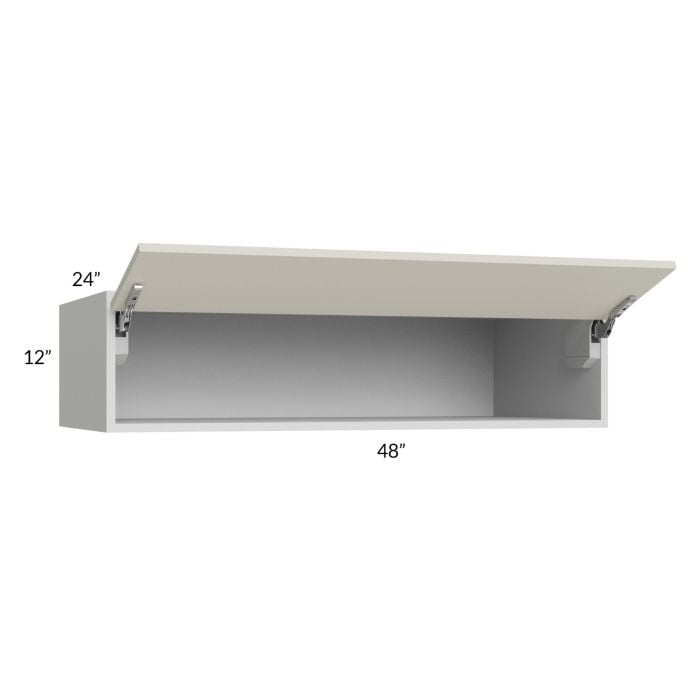 RTA Milan Beige Matte 48" x 12" x 24" Lift-Up Door Wall Cabinet with 2 Finished End Panels