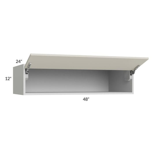 RTA Milan Beige Matte 48" x 12" x 24" Lift-Up Door Wall Cabinet with 2 Finished End Panels