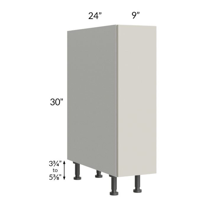 RTA Milan Beige Matte 9" Full Height Door Base Cabinet-Left Hinged with Spice Pull-Out