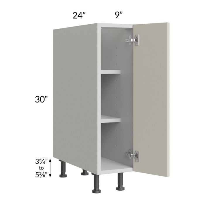 RTA Milan Beige Matte 9" Full Height Door Base Cabinet-Left Hinged