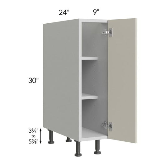 RTA Milan Beige Matte 9" Full Height Door Base Cabinet-Right Hinged with 1 Finished Side and Spice Pull-Out