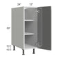 RTA Milan Grey Gloss 12" Full Height Door Base Cabinet-Left Hinged with Spice Pull-Out