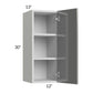 RTA Milan Grey Gloss 12" x 30" Wall Cabinet-Left Hinged with 1 Finished Side