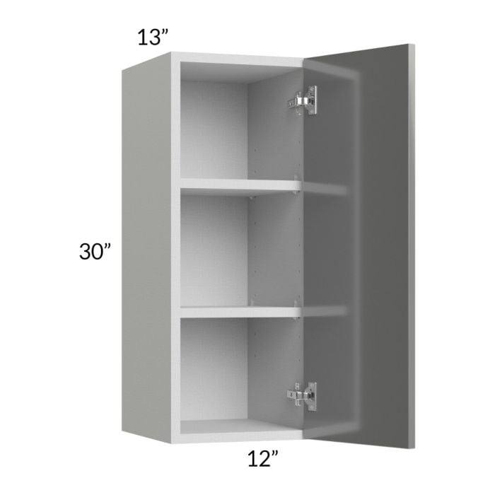RTA Milan Grey Gloss 12" x 30" Wall Cabinet-Left Hinged with 1 Finished Side