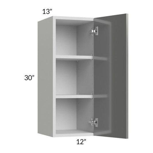 RTA Milan Grey Gloss 12" x 30" Wall Cabinet-Left Hinged with 1 Finished Side