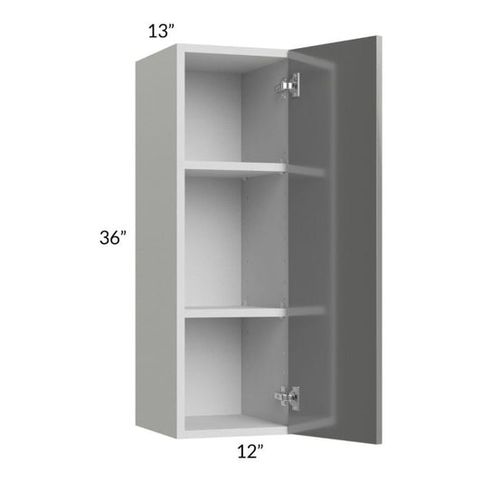 RTA Milan Grey Gloss 12" x 36" Wall Cabinet-Right Hinged with 1 Finished Side