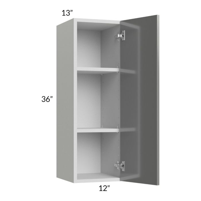 RTA Milan Grey Gloss 12" x 36" Wall Cabinet-Right Hinged