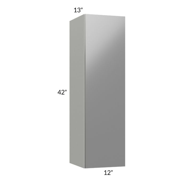 RTA Milan Grey Gloss 12" x 42" Wall Cabinet-Left Hinged with 2 Finished Sides