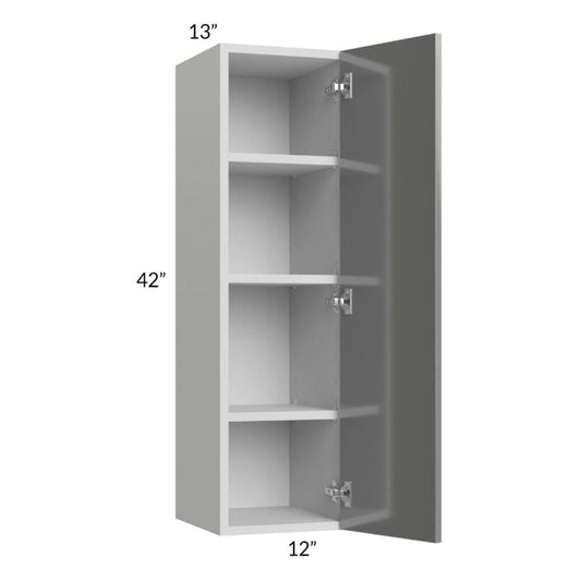 RTA Milan Grey Gloss 12" x 42" Wall Cabinet-Left Hinged