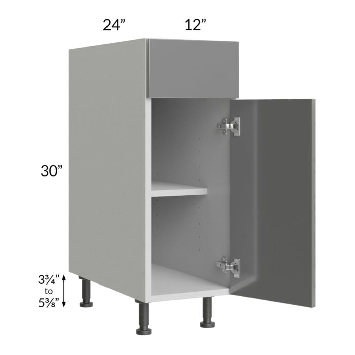 RTA Milan Grey Gloss 15" Base Cabinet-Left Hinged with 1 Finished Side