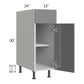 RTA Milan Grey Gloss 15" Base Cabinet-Left Hinged with 2 Finished Sides