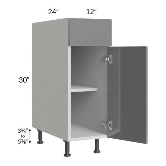 RTA Milan Grey Gloss 15" Base Cabinet-Right Hinged with 2 Finished Sides and 1 Roll Out Tray