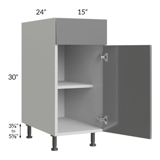RTA Milan Grey Gloss 15" Base Cabinet-Right Hinged