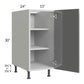 RTA Milan Grey Gloss 15" Full Height Door Base Cabinet-Right Hinged with 2 Roll Out Trays