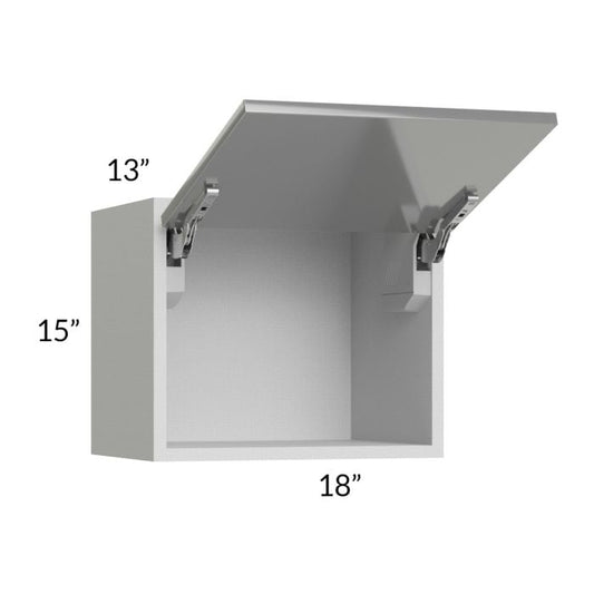 RTA Milan Grey Gloss 18" x 15" Lift-Up Door Wall Cabinet with 1 Finished Side