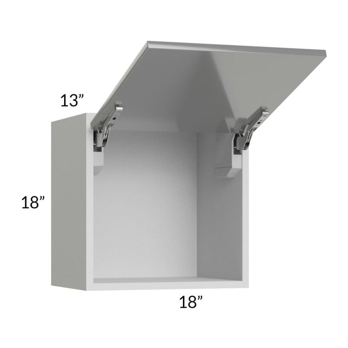 RTA Milan Grey Gloss 18" x 18" Lift-Up Door Wall Cabinet with 1 Finished Side
