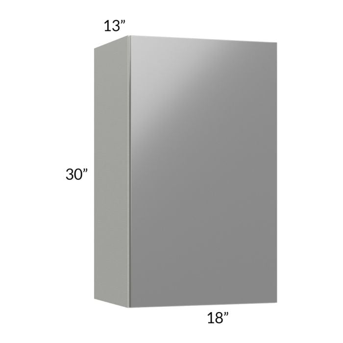 RTA Milan Grey Gloss 18" x 30" Wall Cabinet-Left Hinged with 1 Finished Side