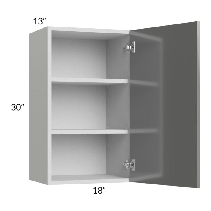 RTA Milan Grey Gloss 18" x 30" Wall Cabinet-Left Hinged