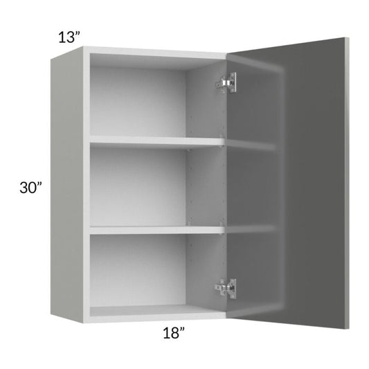 RTA Milan Grey Gloss 18" x 30" Wall Cabinet-Right Hinged