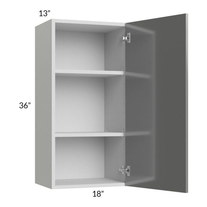 RTA Milan Grey Gloss 18" x 36" Wall Cabinet-Left Hinged