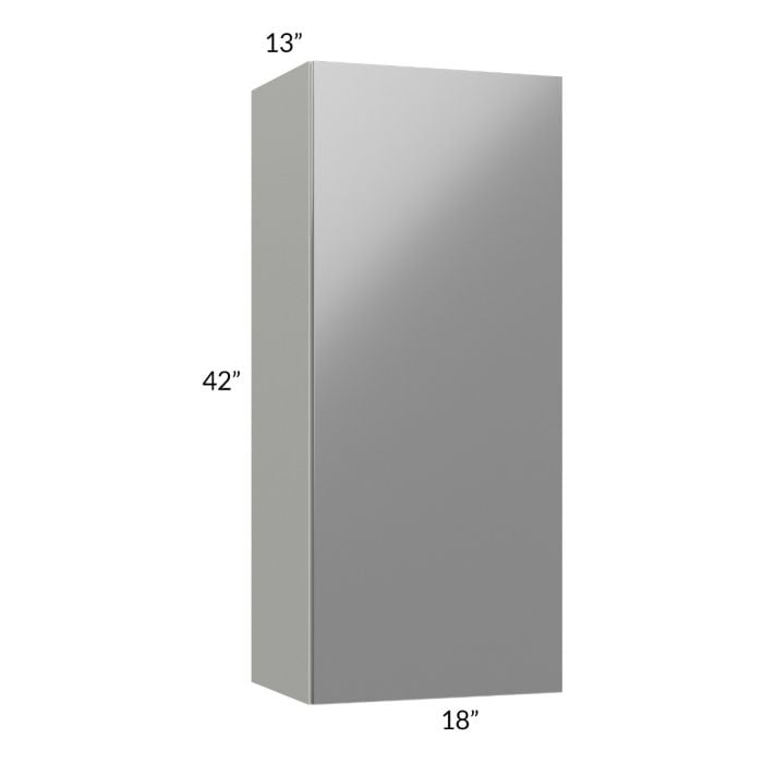 RTA Milan Grey Gloss 18" x 42" Wall Cabinet-Left Hinged with 2 Finished Sides
