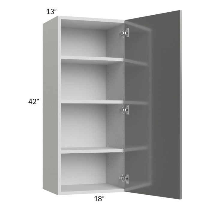 RTA Milan Grey Gloss 18" x 42" Wall Cabinet-Right Hinged