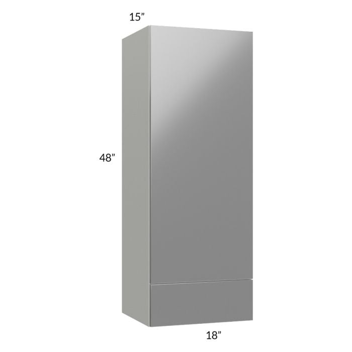 RTA Milan Grey Gloss 18" x 48" x 15" Wall Cabinet with Drawers-Right Hinged with 1 Finished Side