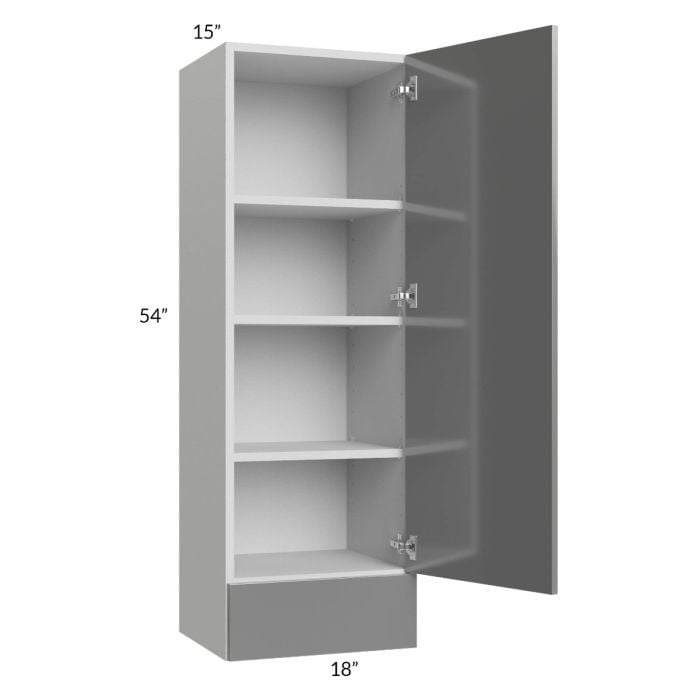 RTA Milan Grey Gloss 18" x 54" x 15" Wall Cabinet with Drawers-Left Hinged