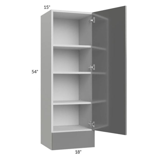 RTA Milan Grey Gloss 18" x 54" x 15" Wall Cabinet with Drawers-Right Hinged with 1 Finished Side
