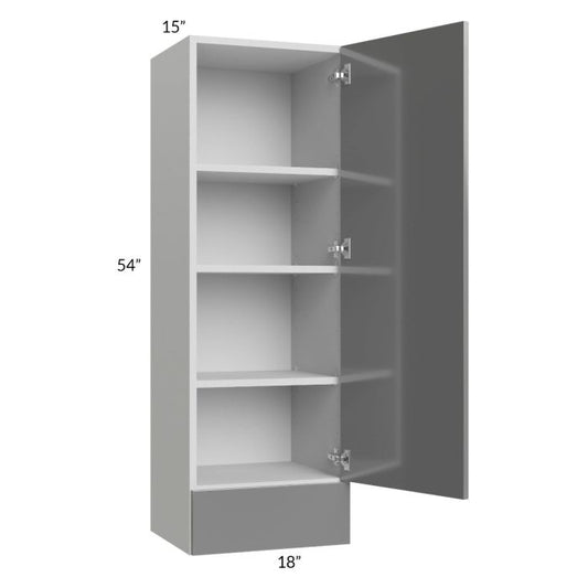 RTA Milan Grey Gloss 18" x 54" x 15" Wall Cabinet with Drawers-Right Hinged