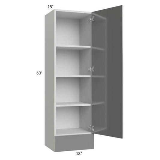 RTA Milan Grey Gloss 18" x 60" x 15" Wall Cabinet with Drawers-Left Hinged with 2 Finished Sides