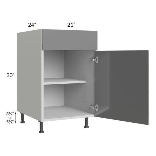 RTA Milan Grey Gloss 21" Base Cabinet-Left Hinged with 1 Roll Out Tray