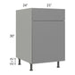 RTA Milan Grey Gloss 21" Base Cabinet-Right Hinged with Trash Can Pullout
