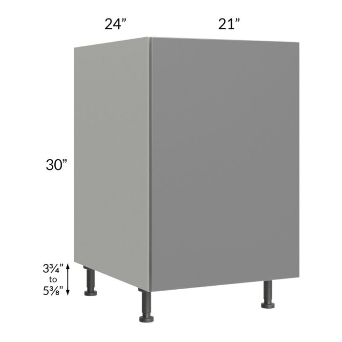 RTA Milan Grey Gloss 21" Full Height Door Base Cabinet-Left Hinged with 1 Finished Side