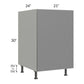 RTA Milan Grey Gloss 21" Full Height Door Base Cabinet-Left Hinged with 1 Finished Side and 1 Roll Out Tray