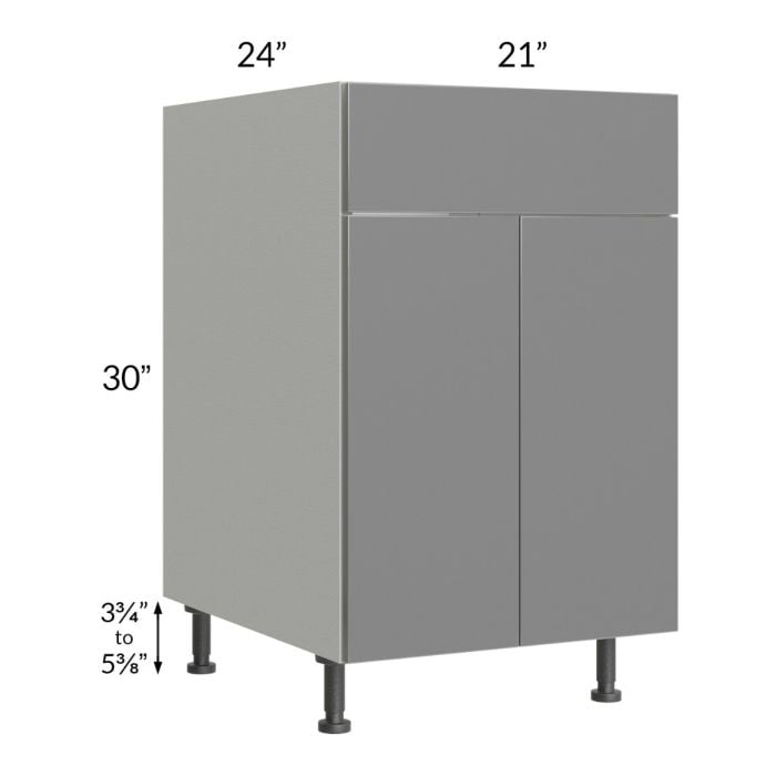 RTA Milan Grey Gloss 21" Sink Base Cabinet-Left Hinged with 1 Finished Side