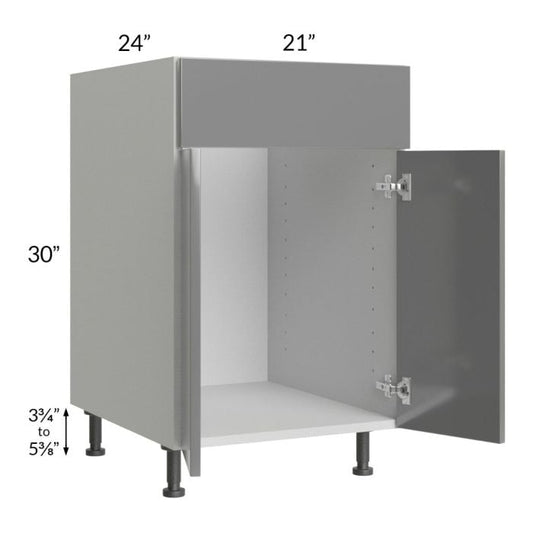 RTA Milan Grey Gloss 21" Sink Base Cabinet-Left Hinged with 2 Finished Sides and Sink Tilt-Out