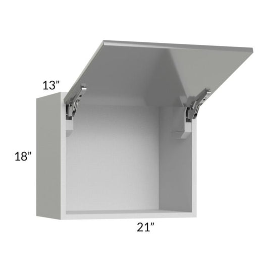 RTA Milan Grey Gloss 21" x 18" Lift-Up Door Wall Cabinet with 1 Finished Side