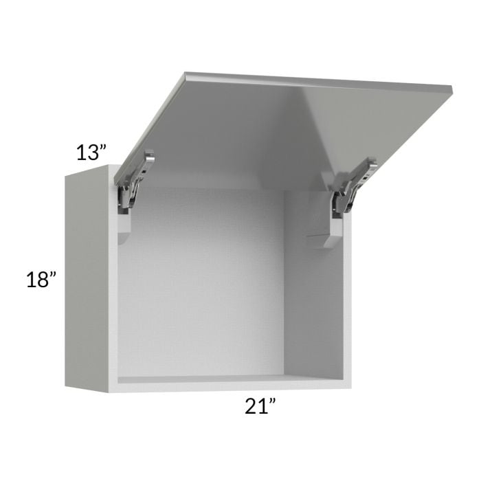 RTA Milan Grey Gloss 21" x 18" Lift-Up Door Wall Cabinet with 2 Finished Sides