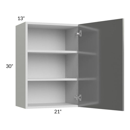 RTA Milan Grey Gloss 21" x 30" Wall Cabinet-Left Hinged