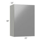 RTA Milan Grey Gloss 21" x 30" Wall Cabinet-Right Hinged with 2 Finished Sides
